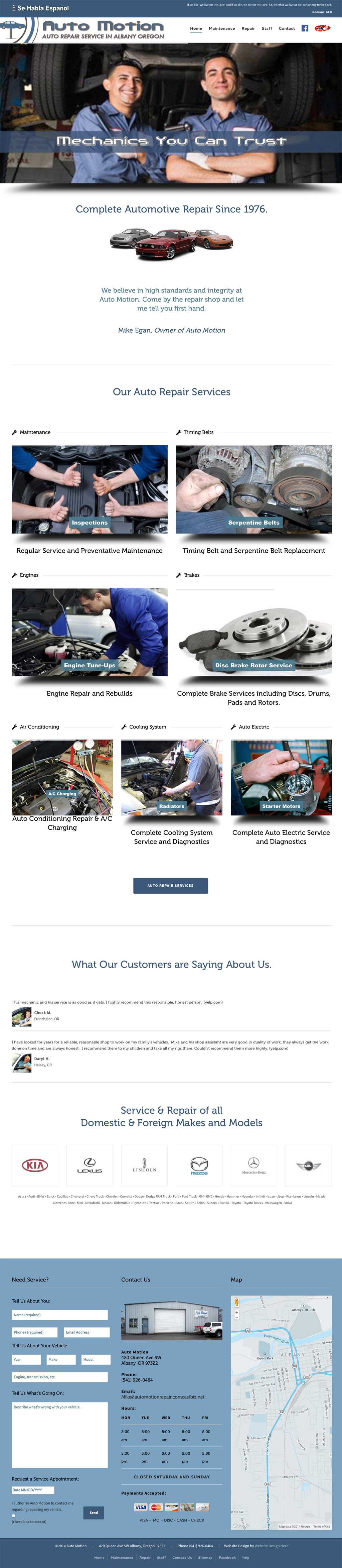 Albany Auto Repair Web Design Services